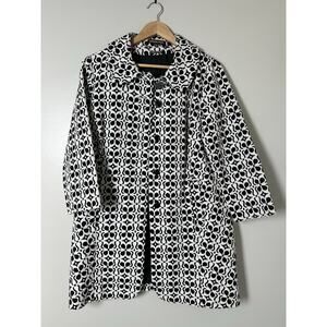 Adrienne Vittadini Coat Black And White, Classic Vintage Style, Size 8